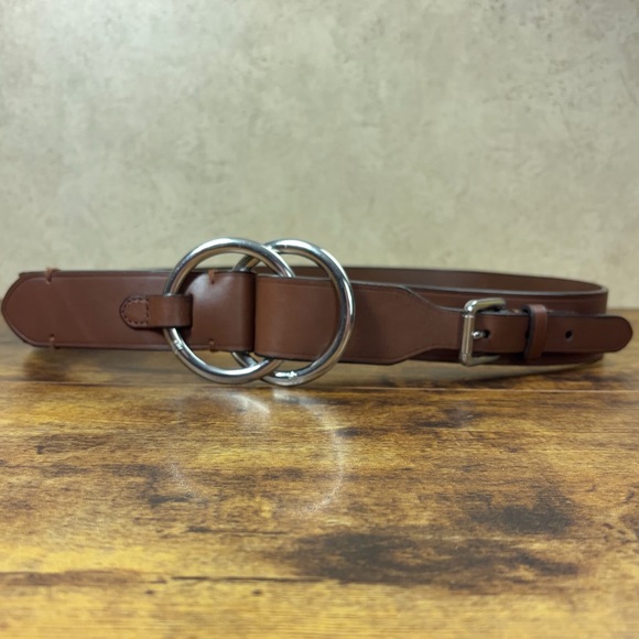 Lauren Ralph Lauren Accessories - Lauren Ralph Lauren Leather Brown Belt Double Ring Womens M Silver Equestrian